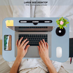 Laptop Bed Desk, Foldable Lap Table with Cup Holder, Tablet Slot, Portable Stand for Working, Writing, Drawing